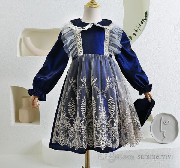 

lolita girls splicing lace gauze embroidery dress kids floral falbala lapel flare sleeve princess dresses children birthday party 5330916, Red;yellow