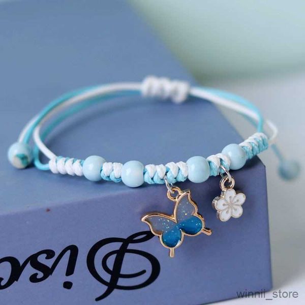 

charm bracelets 2023 fashion butterfly flower bracelets for women charm exquisite braided rope wristbands adjustable bracelet jewelry r23070, Golden;silver