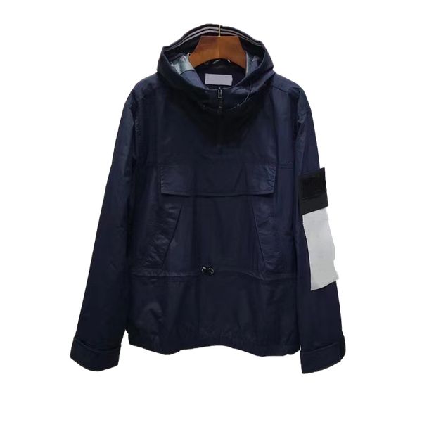 

TOPSTONEY Autumn New Men's Windbreaker Jacket Couple Hooded Solid Color Tooling Jacket, Purple