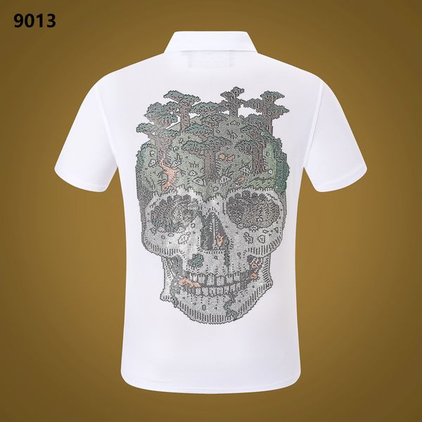 

new pp men's polo shirt summer skull diamond phillip plain short sleeve designer t shirt harajuku tee brand skulls print streetwear pp, White;black