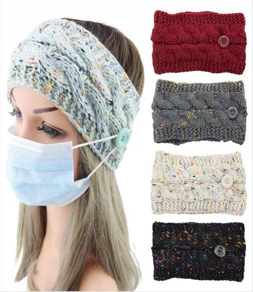 

knitted crochet headband colorful button elastic hair band winter ear warmer wide women hair accessories dda7058088989, Slivery;white