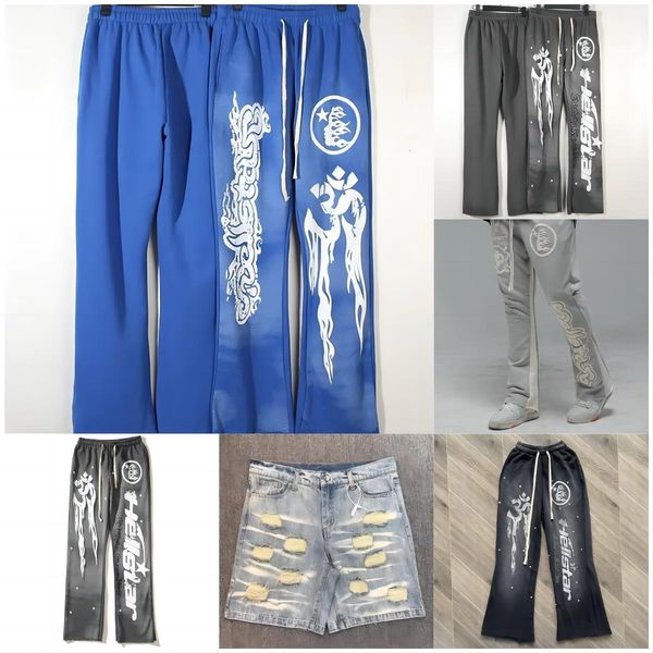 

hellstar men's jeans pants minus two cargo denim casual loose punk rock straight wide leg trouser streetwear y2k retro street trend ove, Black