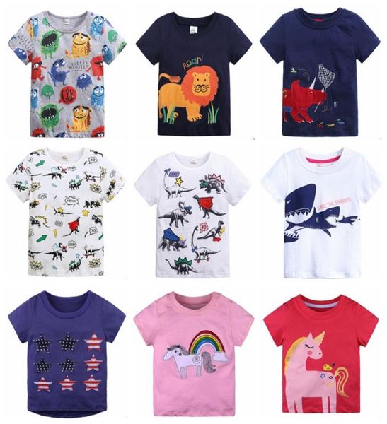 

ins baby shirts animal appliqued kids t shirts short sleeve tees cartoon boys children outfits summer baby clothing 31 design9801033, Blue