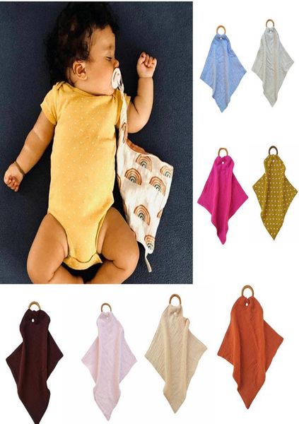

feeding drool bibs with wood rings cotton accessories newborn solid color snap button soft triangle towel baby bibs 14 colors3767514