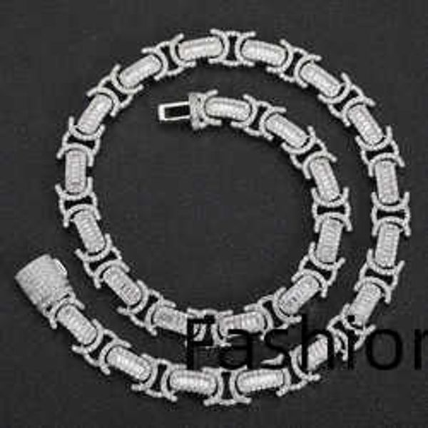 

fine jewelry iced out moissanite byzantine cuban link chain diamond hip hop necklace, Silver