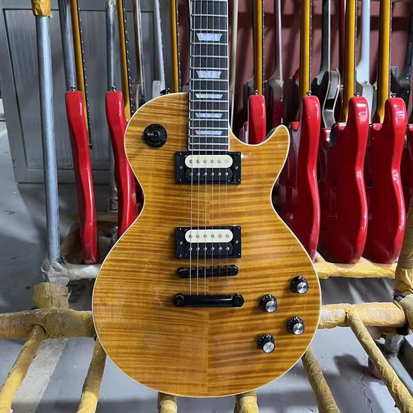

standard lp electric guitar with flame maple zebra pickup, mahogany fingerboard, mahogany body, guitar, ing