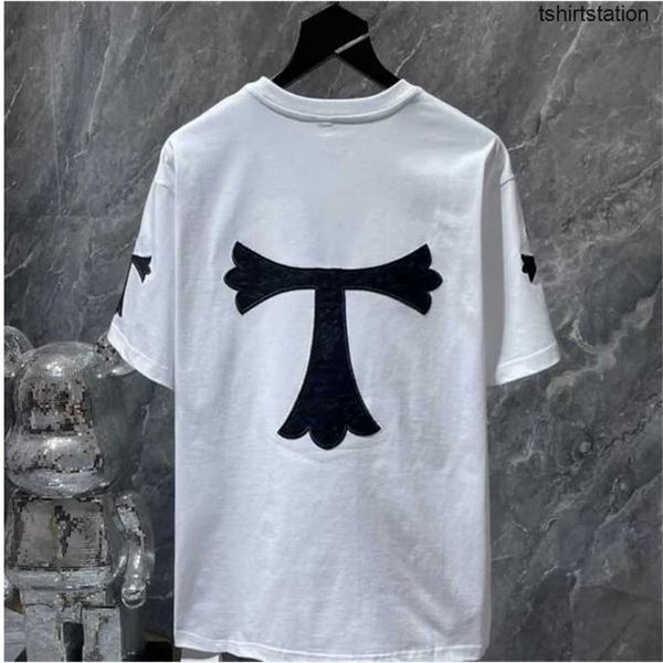 

classic fashion ch mens t shirts sanskrit letter t-shirt horseshoe cross pattern tshirts designers hip hop t-shirts woman summer tees fsnz, White;black
