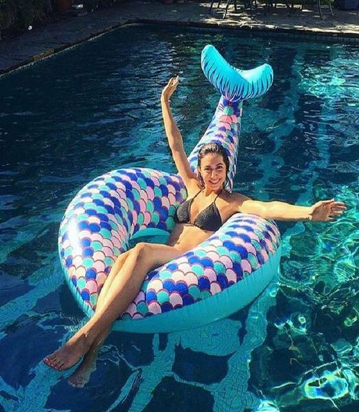 

rooxin mermaid inflatable circle rubber for kids pool float swimming ring outdoor summer beach party toys7231836
