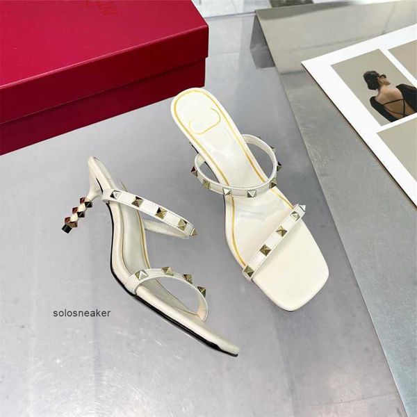 

luxury design sandals fashion women summer high heels leather cross lace up student casual slippers valentinoly 03-01 y2l4, Black