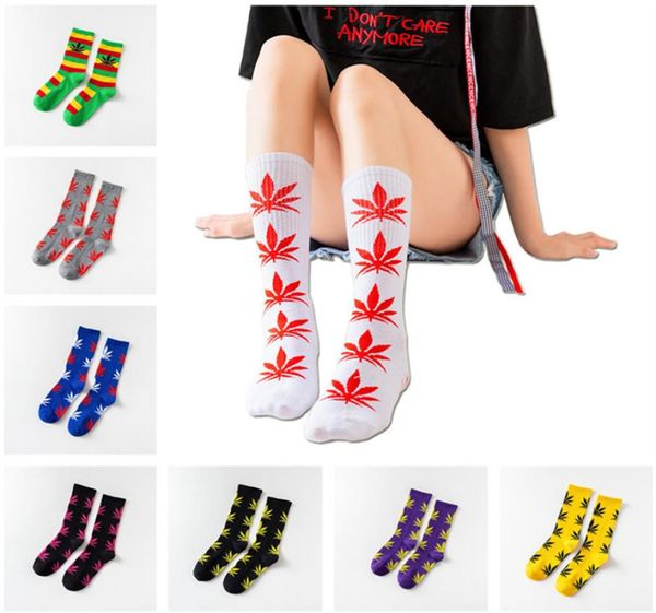 

36colors maple leaf print socks men women sports cotton crew sock slippers christmas plant life midcalf socks autumn sneaker stoc7183164, Pink;yellow