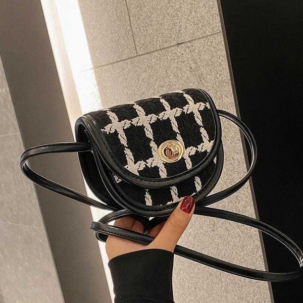 

bag early autumn new fashion trend chessboard checker saddle bag single simple crossbody fashion trend shoulder bag