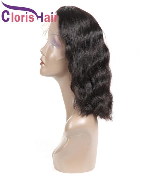 

short bob lace front human hair wigs peruvian body wave pixie cut glueless wig natural hairline for black women pre plucked wavy b6471051, Black;brown