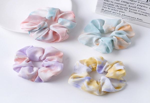 

tiedyed hair scrunchies chiffon hair bands elastic women girls ring soft scrunchies fashion ponytail holder hair accessories hha18192850, Slivery;white