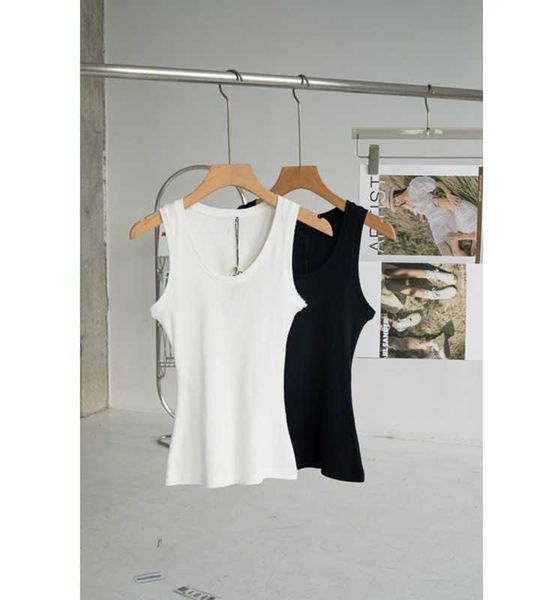 

vest designer women tanks camis anagram-embroidered cotton-blend tank shorts designer skirts yoga suit bra vest ladies solid vintage t shir, Black;white