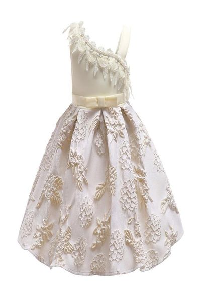 

2018 childrens beige lace princess dresses kids party clothes baby girls elegant dress toddler flower wedding dress for 100150cm7800254, Red;yellow