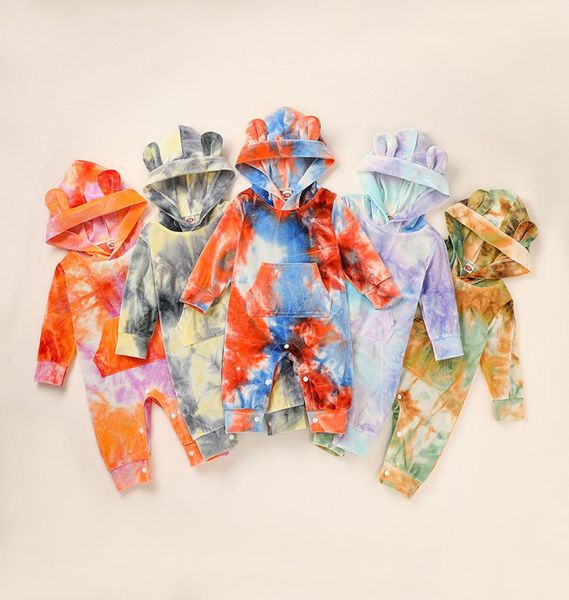 

kids clothes girls boys tie dye hooded rompers infant golden velvet gradient jumpsuits spring autumn fashion baby climbing clothes4601018, Blue