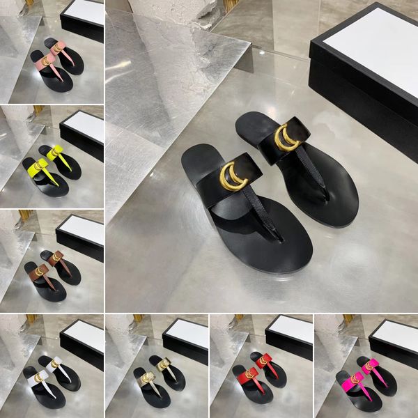 

summer luxury g sandals designer women flip flops slipper fashion genuine leather slides metal chain ladies casual shoes, Black