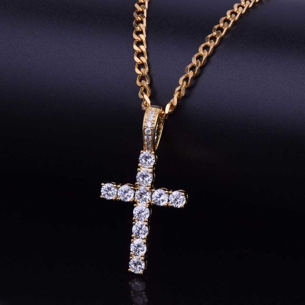 

pendant necklaces cross gold color copper material hip hop jewelry 230621, Silver