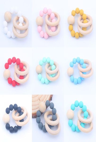 

natural wooden pacifier clips ring teethers for baby health care accessories infant fingers exercise toys colorful silicon beaded 7522389