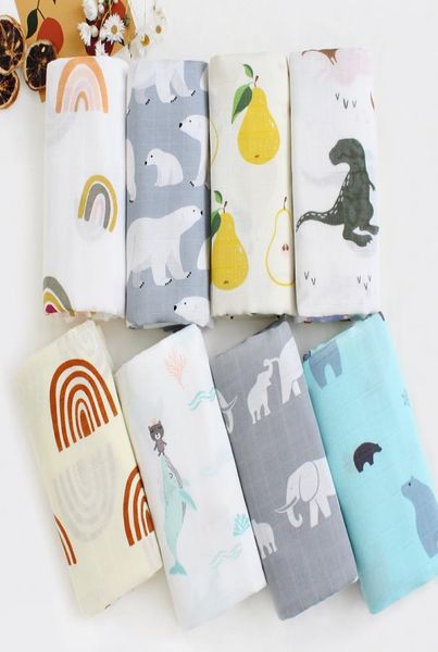 

120120cm newborn muslin swaddle blanket rainbow bamboo cotton soft baby blankets swaddling 32 styles m36875610401