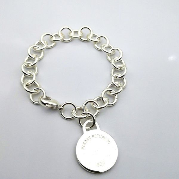 

designer jewelry round tag bracelet men 925 sterling silver heart toggle charm bracelet for women classic t key thick chain love bracelets w, Black