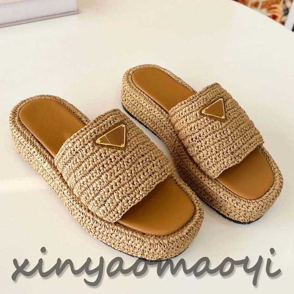 

designer luxury sandals for women slip on gold buckle slip on black brown triangle logo casual sandals for women brown knitted slippers
