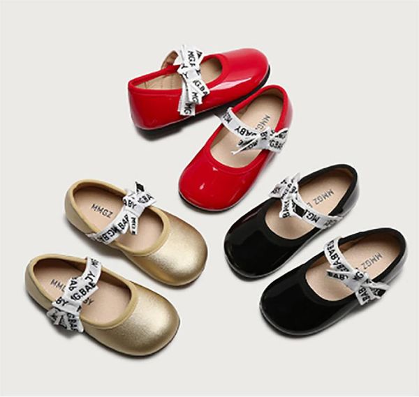 

spring autumn girls shoes 2021 bowtie shoes new fashion kids flats antislip leather princess shoes child toddlers4414279, Black;red