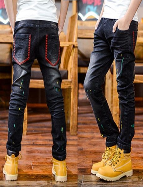 

ienens 4 11 years boys clothes slim straight jeans classic bottoms children denim clothing pants kids baby boy casual trousers 2206580879, Blue