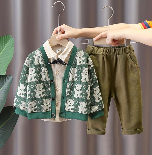 

autumn and winter new children039s clothes korean version handsome baby suit three piece set9333398, White
