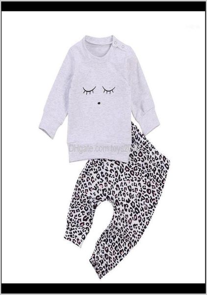 

sets clothing baby kids maternity drop delivery 2021 2pcs born baby suit long sleeve round neck leopard print loose trouser8907962, White