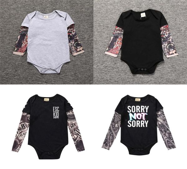 

baby boy rompers autumn long sleeve tattoo printed splicing triangle romper kids casual boy clothes kids clothing 077458670, Blue