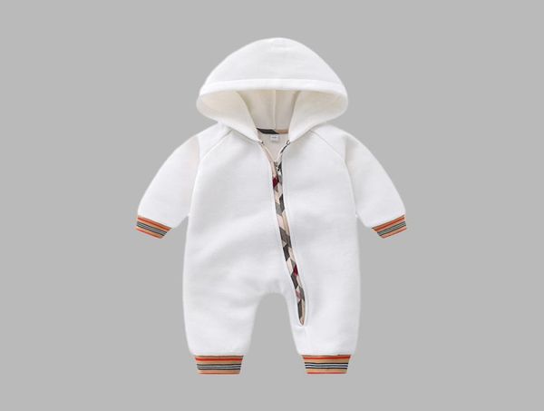 

kids designer rompers autumn winter newborn fleece thickening sweater baby boy girl long sleeve cotton clothes hooded 2648245, Blue