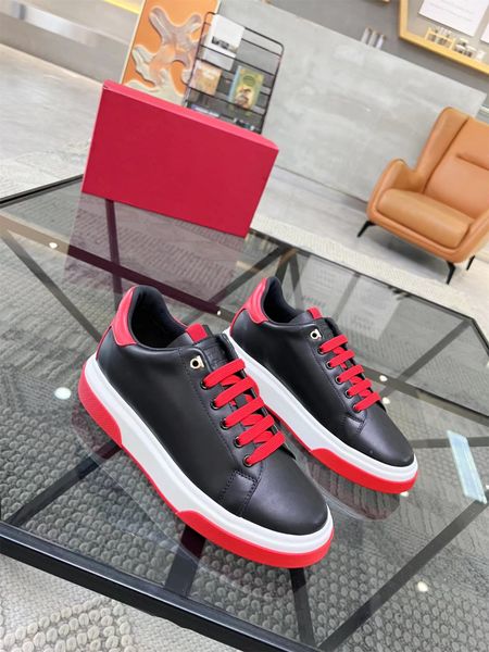 

famous summer platform sneakers shoes men outdoor trainers white black calfskin leather rubber tread sole party dress casual walking originl