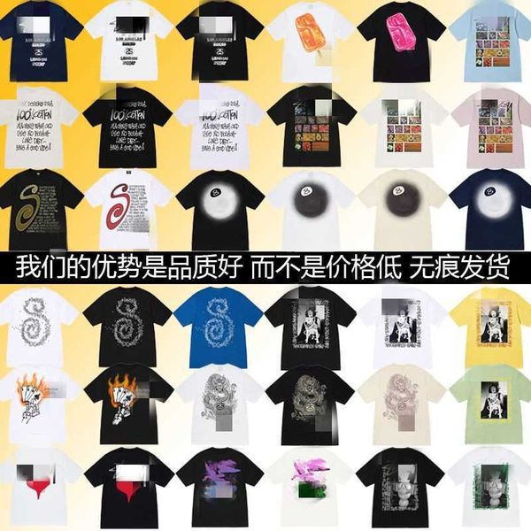 

men's and women's fashion t-shirts t shirts high street brand stussys new st trendy short sleeve couples cotton half sleeve classi, White