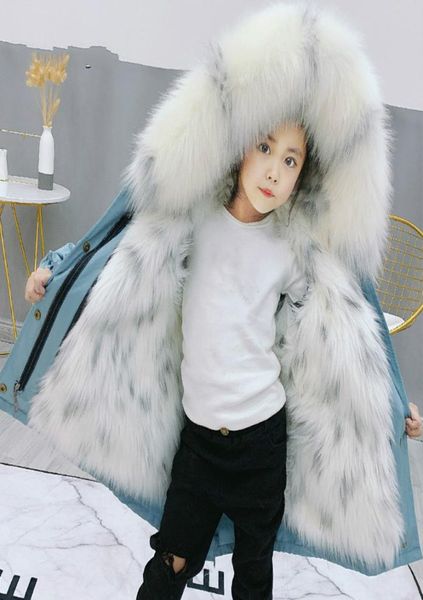 

children039s parka for girls 2020 winter thick girls faux fur coat kids fashion coat for girl clothes childrens039 snowsuit 3046873, Blue;gray