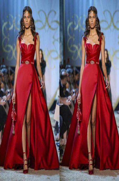 

elie saab red evening dresses a line side split prom dress formal party gowns special occasion dress4523065, Black;red