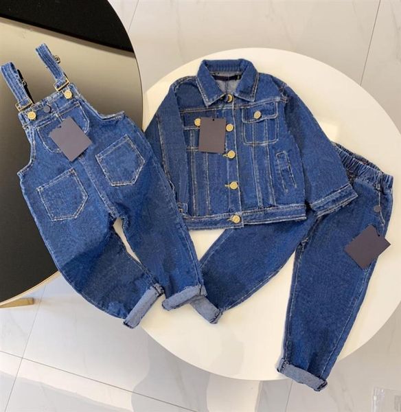 

kids designer clothing sets girl boy denim jackets outwear jeans coat fashion classic overalls shorts baby trousers jacket chi6401452, White