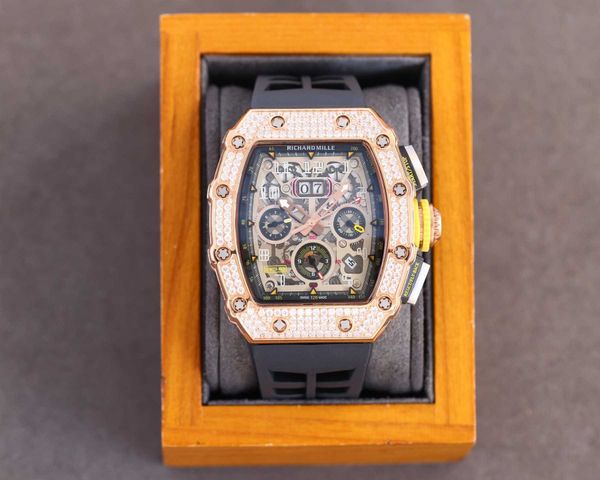 

fantastic full diamond r i c h a r d luxury superb style male wrist watches rm11 rm11-03 i3vl designer mechanical high-end quality bust down, Slivery;brown