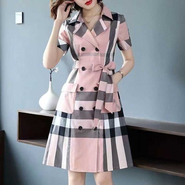 

designer luxury designer dress spring and summer new professional temperament shirt short sleeve skirt cinched waist slim fit mini skirt cas, Black;gray