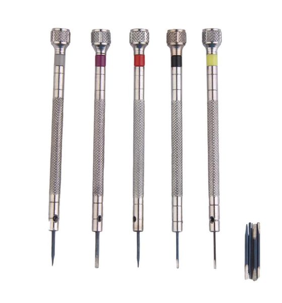 

mini 5pcs silver tone screwdriver set watch repair tools kit with 5pcs cutter heads1113690
