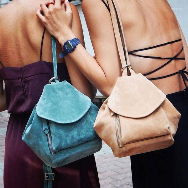 

backpack style back velvet frosted shoulder bag leather money