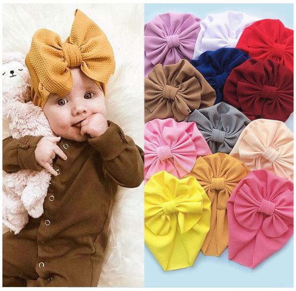 

cute baby girl bow hat infant toddlers big bow cap headwear girls kids beanie hats baby hair accessories newborn turban hats 02 y6017835, Slivery;white