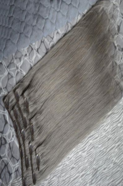 

clip in human hair extension 8 pcsset grey hair extensions clips 100gset grey clip in hair extensions2632876, Black;brown