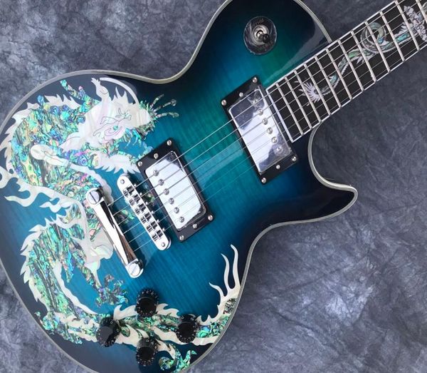 

limited lp electric guitar body mahogany flame maple choi bei pattern dragon inlay support custom6241558