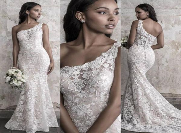 

madison james fall 2018 mermaid wedding dress elegant one shoulder lace applique sweep train bridal gowns upscale custom made8148166, White