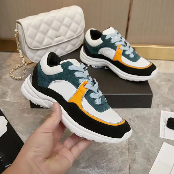 

thick soled casual shoes women platform travel leather lace-up sneaker 100% cowhide fashion lady letters flat designer running trainers men, Black