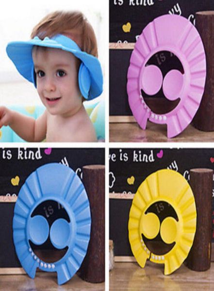

3 color soft adjustable baby shower cap protect children kid shampoo bath wash hair shield hat waterproof prevent water into ear3293466