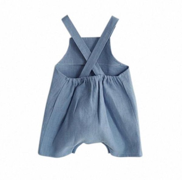 

summer baby girls boys cute suspender infant kids soft linen clothes short overalls 6igo4241900, Blue