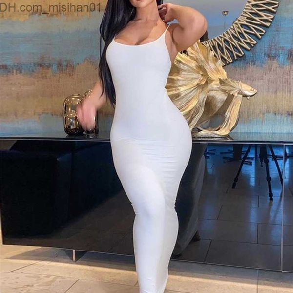 

casual dresses white bodycon slip maxi dress for women's summer2022 party evening elegant backless birthday straps wrap long dresses wo, Black;gray