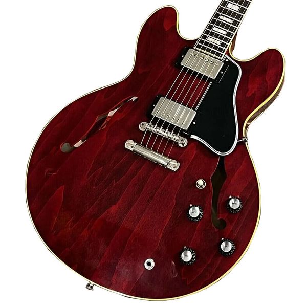 

factory customized new dark red moire electric guitar gold binding high-quality